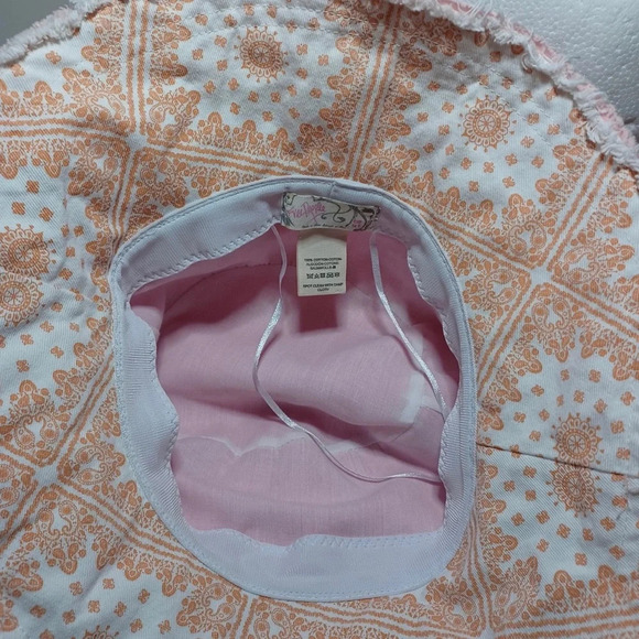 Free People Designer Bucket Hat Cotton Pink Paisley One Size - Picture 5 of 6